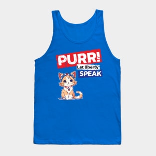 Celebrate Freedom: Cute Cat for Patriotic Purr-fection! Tank Top